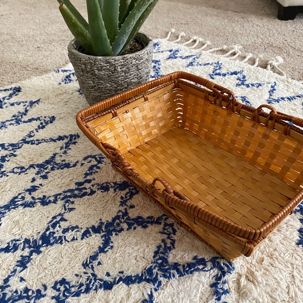 Warm brown small basket with handles basket wall